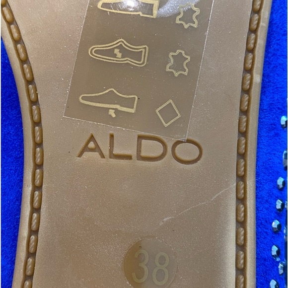 Aldo Leather Blue Silver Studded Ballet Flats New With Tags Size 38 or 7.5 to 8 - Picture 12 of 12